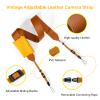 VOVMOEYA PU Leather Camera Strap,Camera Neck Strap Shoulder Strap Compatible with Mirrorless Cameras with Pocket,Brown view 3