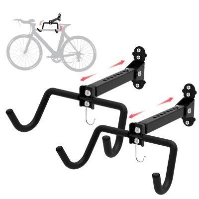 Qualward Bike Wall Mount Hanger, Bike Rack Garage for Indoor Bicycle Storage in Garage Home,Bike Hangers for Garage fits Horizontal Bike Holder for Road Bikes, Mountain Bikes, (2 Pack)