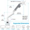 AVLT Single 13"-38" Monitor Arm Desk Mount fits One Flat/Curved/Ultrawide Screen Full Motion Height Swivel Tilt Rotation Adjustable Arm - VESA/C-Clamp/Cable Management - White view 2