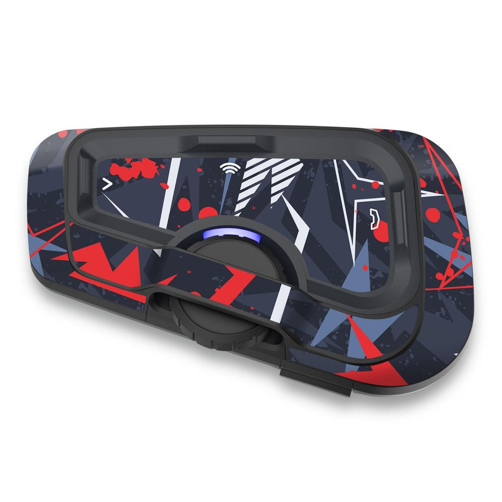 MC MOTOPARTS Headsets Protective Cover Decal Sticker 2 pcs Red Geometric Compatible with Cardo Freecom 4X 2X