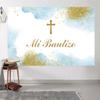 12x8ft Mi Bautizo Backdrop Blue Gold Spots Photography Background Boys First Holy Communion Baptism Baby Shower Party Banner Decoration Supplies Photo Booth Props view 4