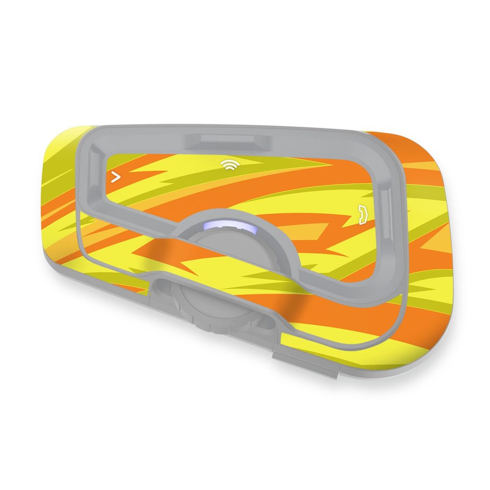 MC MOTOPARTS Headsets Protective Cover Decal Sticker 2 pcs Orange Wave Compatible with Cardo Freecom 4X 2X