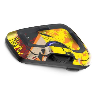 MC MOTOPARTS Headsets Protective Cover Decal Sticker 2 pcs Yellow Splatter Compatible with Cardo Freecom 4X 2X