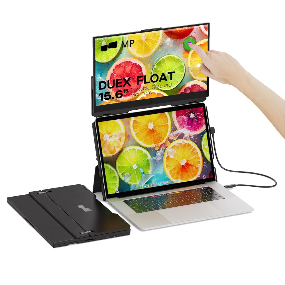 Duex Float Mobile Pixels 15.6" Laptop Screen Extender, 1080P FHD IPS Stacked Portable Monitor, USB C/HDMI Travel Extended Computer Display with Built-in Kickstand,Plug and Play