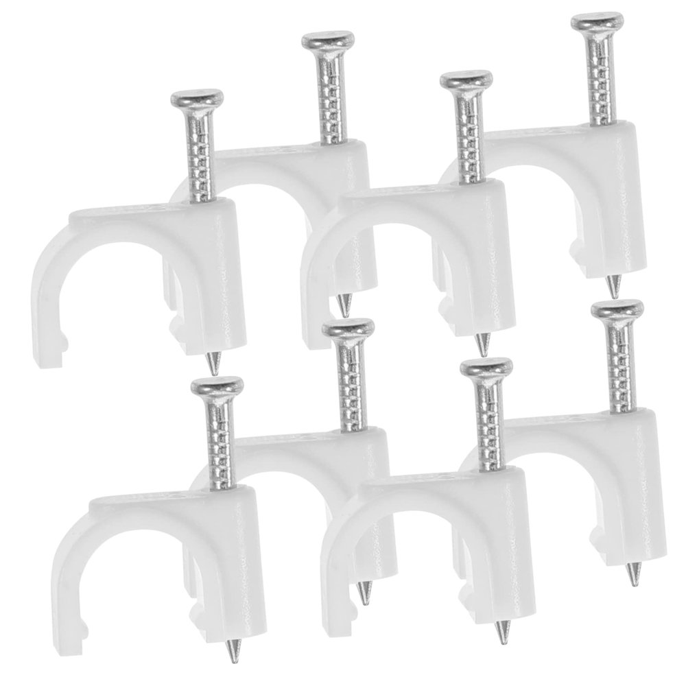DOITOOL 500pcs Wire Cable Staples Round Clips for Wall Installation Secure Electrical Ethernet Cables Easy Install Fasteners for Tv and Home Use