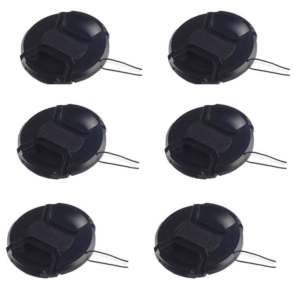 BudgetBundles US 3-6 Pcs 58mm Front Lens Cap Cover with Cap Keeper for Canon, Nikon, Others (6 Pack,46mm)