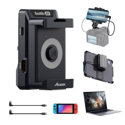 Accsoon SeeMo 4K HDMI Adapter Video Transmission System, 4K30/108060 HDMI Video Transmitter for i-Phone iPad, Real-Time Monitoring/Live Streaming/Recording/Sharing, SD Card Reader (iOS12 or Later)
