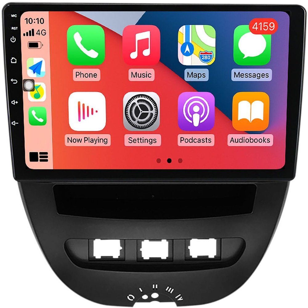 PLOKM 9'' Android 12.0 Car Stereo Sat Nav Radio GPS Navigation with Carplay and Android Auto for Peugeot 107 2009-2015, with 4G 5G WiFi SWC RDS Multimedia Player M300S
