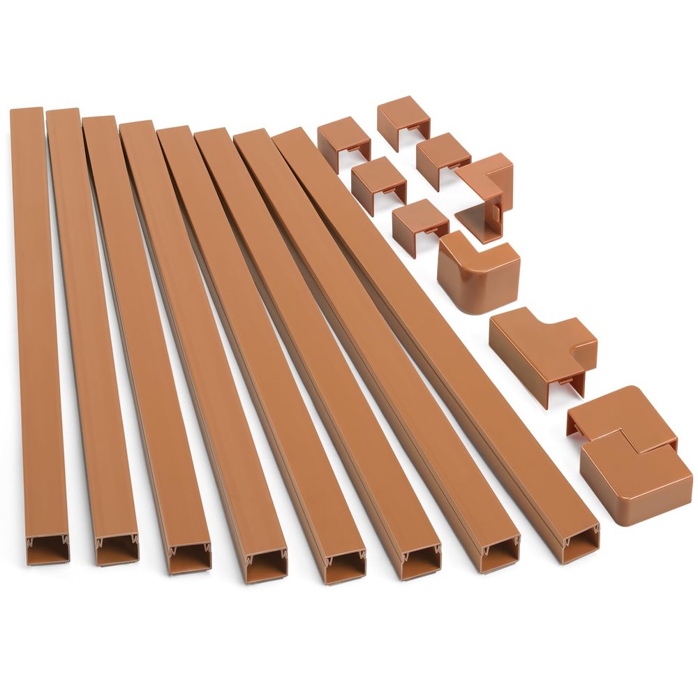 126in Cord Hider Kit, TV Wire Covers for Wall, Paintable Cable Management Kit, Cable Cover for Mounted TV, Hide Wires Along Wall, Brown Cord Cover, 8xL15.7in W0.95in H0.55in
