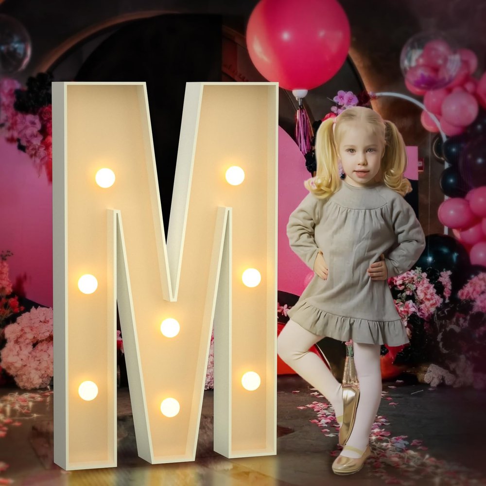 Marquee Letters 3 Feet Tall 3FT Large Light Up Letters M for Backdrop Big Marry Me Sign Birthday Party Decorations Engagement Party Pre-Cut Foam Board
