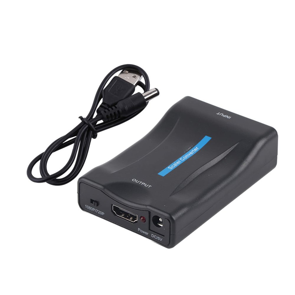 NDNCZDHC SCART to HDMI, Scart Converter 720P 1080P Output Scart to HDMI Audio Video Converter with USB Cable Support PAL, NTSC3.58, NTSC4.43, SECAM, PAL/M, PAL/N