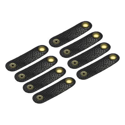 MECCANIXITY 8Pcs Leather Cable Straps Cord Organizer 80x20mm Cable Ties Soft Cable Management for USB Cable, Headphone Wire, Black