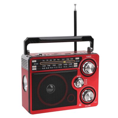 Portable Radio, FM AM SW Full Band Handheld Radio with Long Telescopic Antenna & Tuning Knob, Old Fashion Classic, Support Memory Card (US Plug)