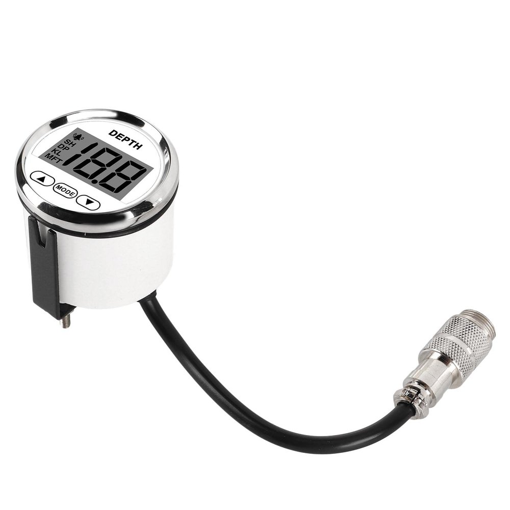 Handled Dash Depth Finder, Anti Fog Depth Sounder Transducer with White Backlight for Yachts Boats, 100M Highest Depth