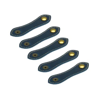 MECCANIXITY 5Pcs Leather Cable Straps Cord Organizer 100x20mm Cable Ties Portable Cable Management for USB Cable, Headphone Wire, Blue