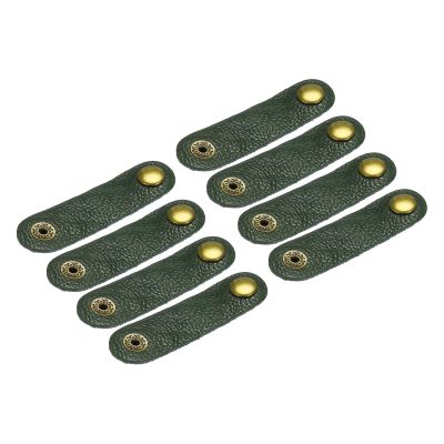 MECCANIXITY 8Pcs Leather Cable Straps Cord Organizer 80x20mm Cable Ties Soft Cable Management for USB Cable, Headphone Wire, Green