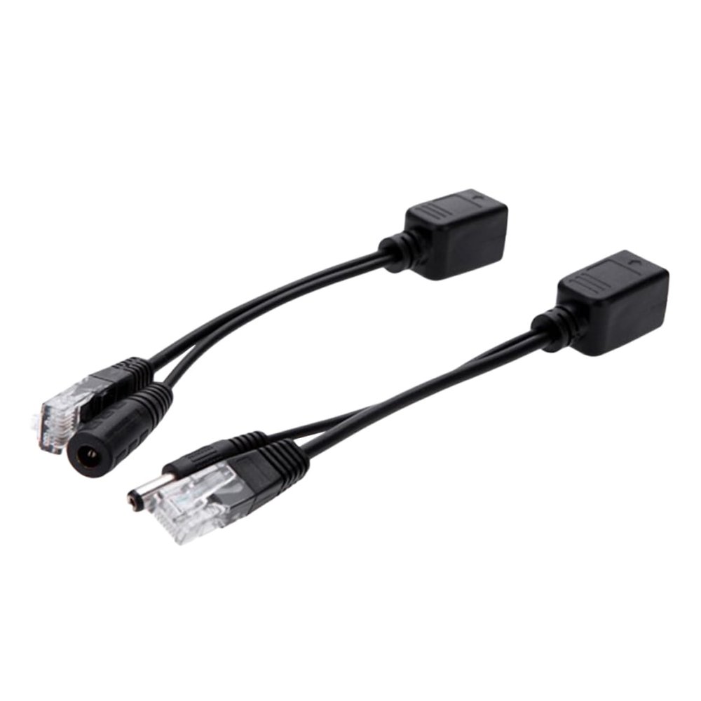 Homoyoyo 2pcs Poe Cable Splitter Adapter for IP Cameras Routers WLAN Full Copper Connection Dc Plug for Security Monitoring and Network Devices Black