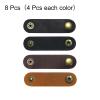 MECCANIXITY 8Pcs Leather Cable Straps Cord Organizer Cable Ties Portable Cable Management for USB Cable, Headphone Wire, Black/Red Brown view 3