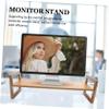 jojofuny Wooden Laptop Stand Riser Ergonomic Monitor Lifting Rack for Desktop Use Compact Design to Relieve Neck and Back Pain for Settings view 3