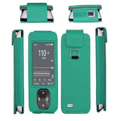 SNK Dexcom G7 / G6 Receiver Fitted Leather Case W/Screen Protector & Lanyard (Green)