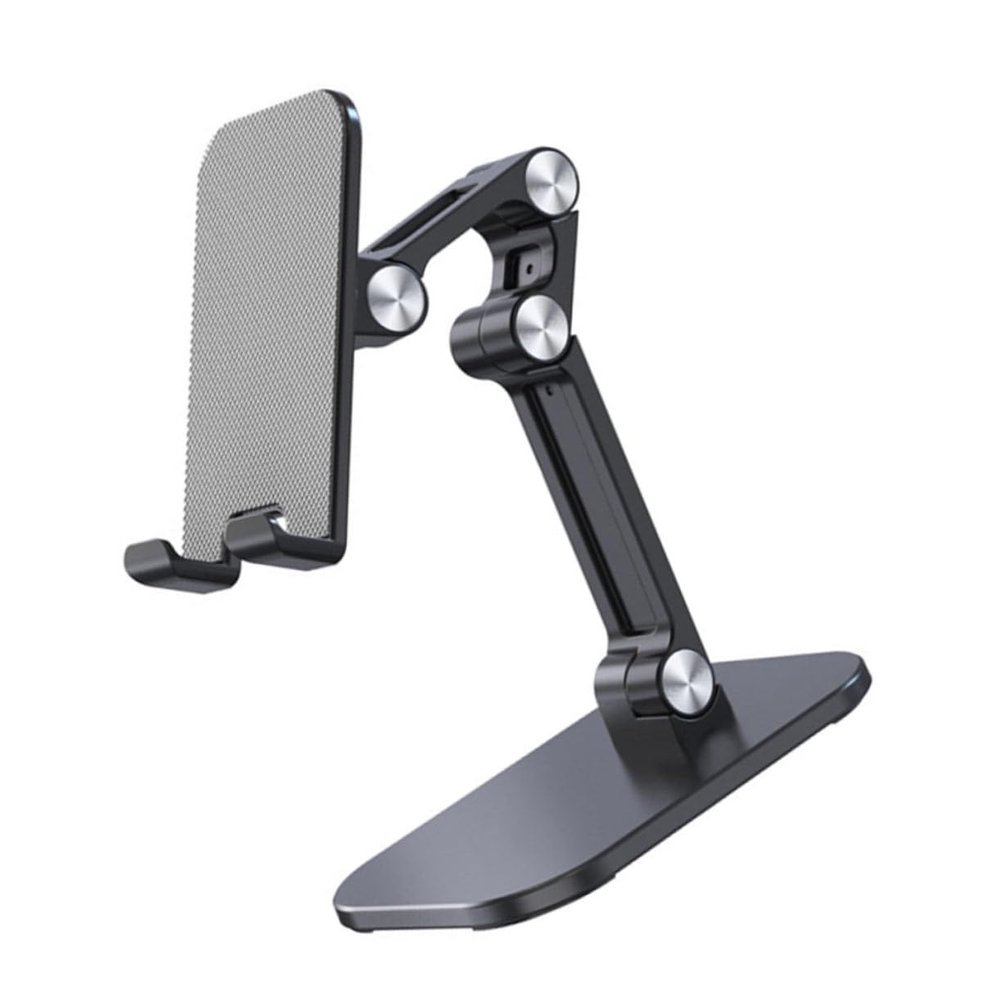 DOITOOL 1pc Desktop Phone and Tablet Stand Folding Bracket Stable Base Triple Slip Design Compatibility for and Devices Black