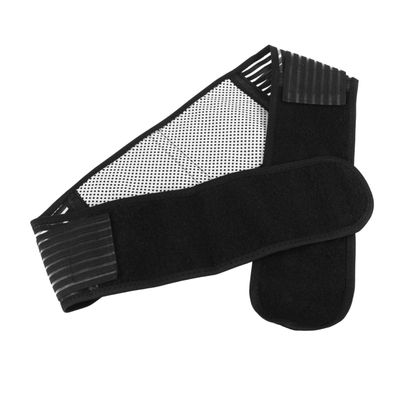 Magnetic Back Support Belt Adjustable Double Strap Lumbar Brace Black M