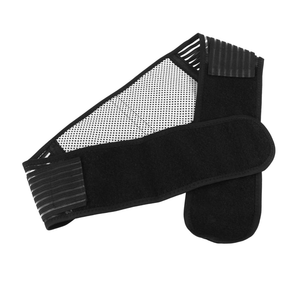 Magnetic Back Support Belt Adjustable Double Strap Lumbar Brace Black M
