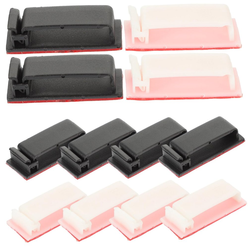 DOITOOL 20pcs Adhesive Cable Management Clips Cord Organizers for Tidy Desktop Wire Management No Drilling Required Black White Clips for Use