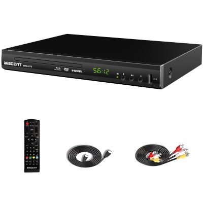 Blu Ray DVD Player, WISCENT Full HD 1080p Home Theater Disc System, Region A/1 Blu-Rays,HD Blu-Ray DVD Player for TV with Coaxial Audio/HDMI/AV/Output, USB Input, Built-in PAL NTSC