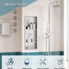 Neodrain 12X30 Inch Brushed Three Layers Stainless Steel Shower Niche, NO Tile Needed Recessed Niche Shelf for Bathroom Storage, 3-Tier Recessed Built-in Wall Niche view 4