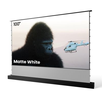 AWOL VISION 100" Motorized Rising Matte White Projector Screen for Long Short Ultra Short Throw Projector, Floor Stand Indoor Outdoor Theater Screen, 170+ Viewable 4K/8K Ultra HD MW-F210