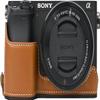 A6400 Case, BMAOLLONGB Handmade PU Leather Half Camera Case Bag Cover Bottom Opening Version for Sony Alpha A6400 with Hand Strap (Brown) view 1