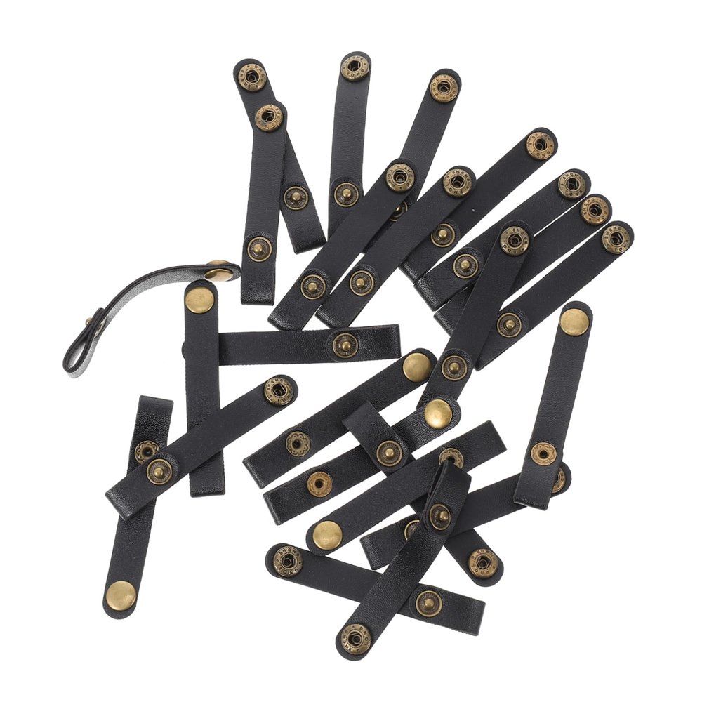DOITOOL 24pcs Leather Cable Clip Buckle Cord Clips Cord Organizer for Nightstand Data Cable Storage