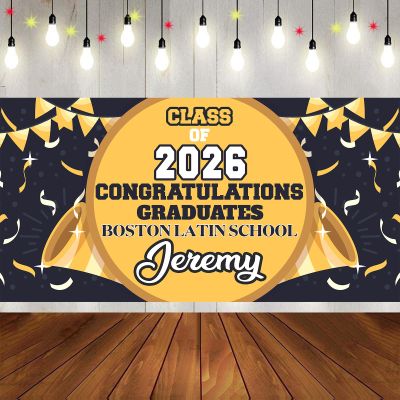 Custom Graduation Banner Class of 2026 Personalized Graduation Backdrop with Photo Name Congratulations Graduate Party Decorations Supplies Congrats Grad Banners Yard Sign Graduation Gifts Design 10
