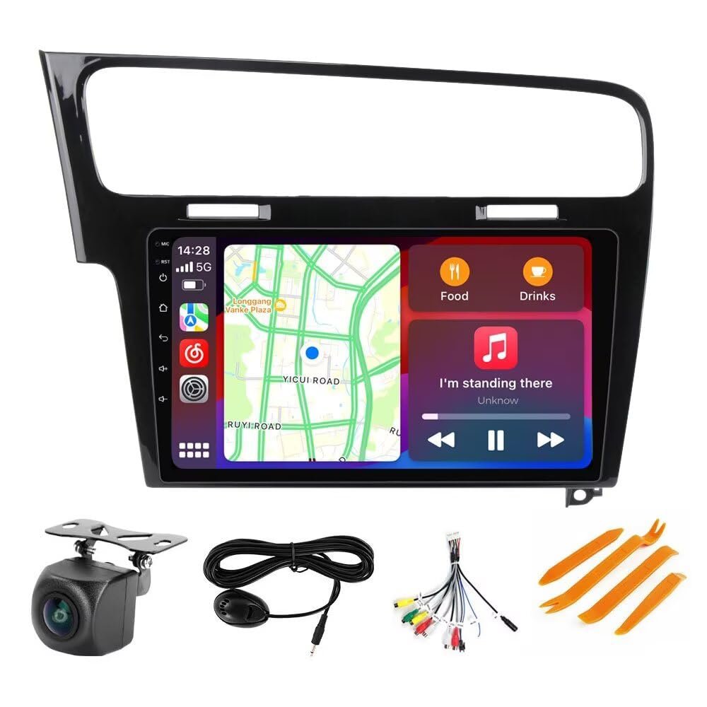 Car Radio Stereo for VW Golf 7 MK7 2013-2018 Black 5GWiFi Upgrade 8GB+128GB