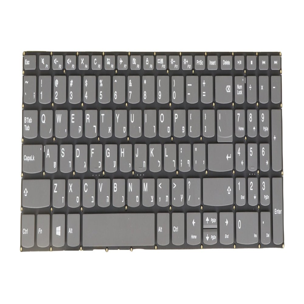 AZUBAYCOM HE HB Hebrew Laptop Keyboard for Lenovo Ideapad 330s-15isk, s340-15api s340-15iil s340-15iml s340-15iwl, v130-15igm v130-15ikb PC5C-HB, Gray Black