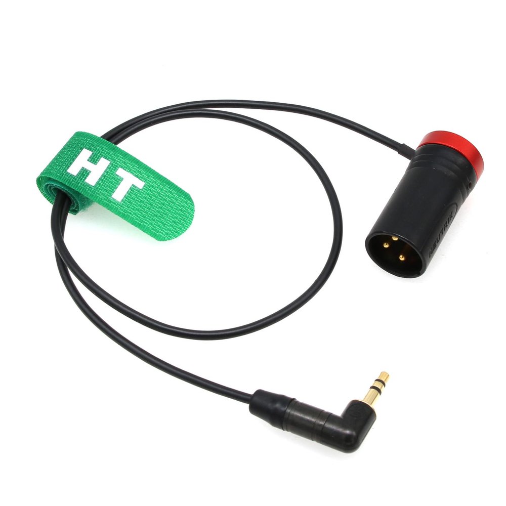 HangTon Balanced Audio Cable for Wireless Receiver Mic to Sony Canon Camera Mixer, Right Angle 3.5mm 1/8" to Low-Profile XLR 3 Pin Male 50cm Red