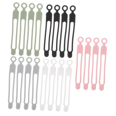 DOITOOL 20pcs Data Cable Organizer Ties Silicone Wire Organizer for Earphone Charger