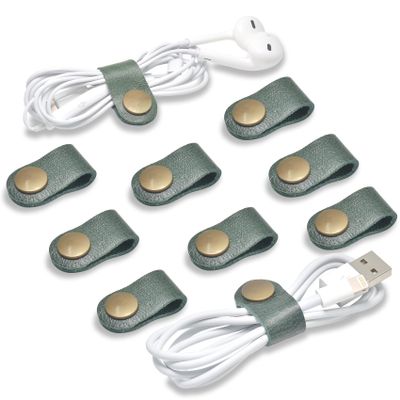 CAILLU Cord Organizer,Cord Keeper,Cable Organizer USB Holder,Cable Management,Cable Straps,Earbud case,wrap Headset Winder,Phone Earphone Clips Ties (Dark green Cord Organizer)