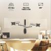 Ergounion Dual Monitor Wall Mount for Flat or Curved Screens up to 38" Within 25 lbs, Adjustable Monitor Arm with Cable Management, VESA 75x75/100x100mm Monitor Mount for 2 Monitors, Silver view 2