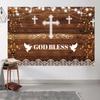 10x6.5ft God Bless Backdrop My Baptism Rustic Wood Photography Background Newborn Baby Shower First Holy Communion Party Banner Decoration Supplies Photo Booth Props view 4