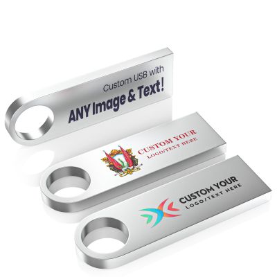 Customizable Flash Drives 256MB, Wooolken Personalized USB 2.0 Thumb Drives 10/20/50/100 Pack, Logo Pendrive Custom Memory Stick USB Engraved Logo (Metal)