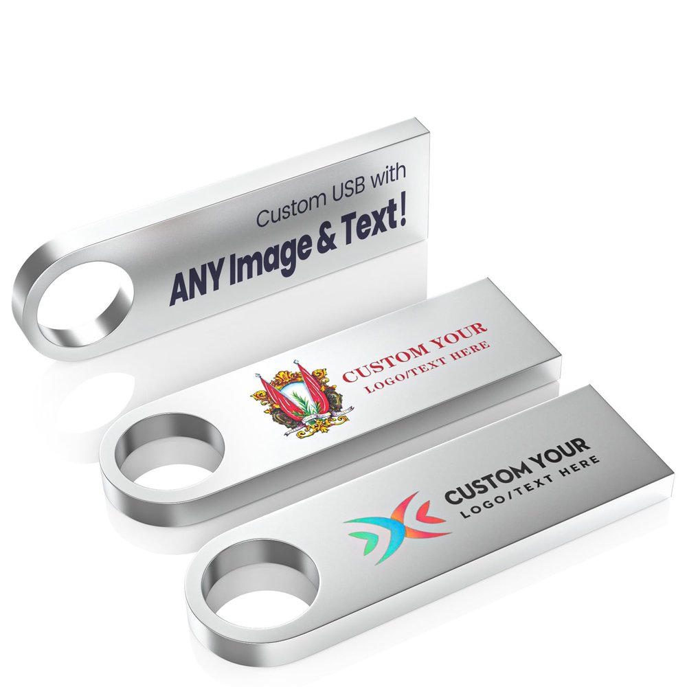Customizable Flash Drives 256MB, Wooolken Personalized USB 2.0 Thumb Drives 10/20/50/100 Pack, Logo Pendrive Custom Memory Stick USB Engraved Logo (Metal)