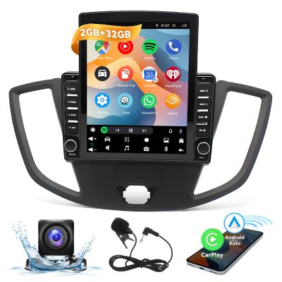 Android 13.0 Double Din Car Stereo for Ford Transit Custom 2013-2019 9.7 Inch Touch Screen Car Audio Multimedia Receiver with CarPlay Android Auto GPS Radio Navigation Bluetooth Camera(2G+32G)
