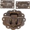 KJBIKBZPK Antique Hinges,Bronze Decorative,Wooden Box Hinge,Furniture Hardware Set Toggle Latch Hasp Buckle Clasp Decorative Chinese Old Padlock Lock for Jewelry Wooden Box 58mm Butt Hinges view 3