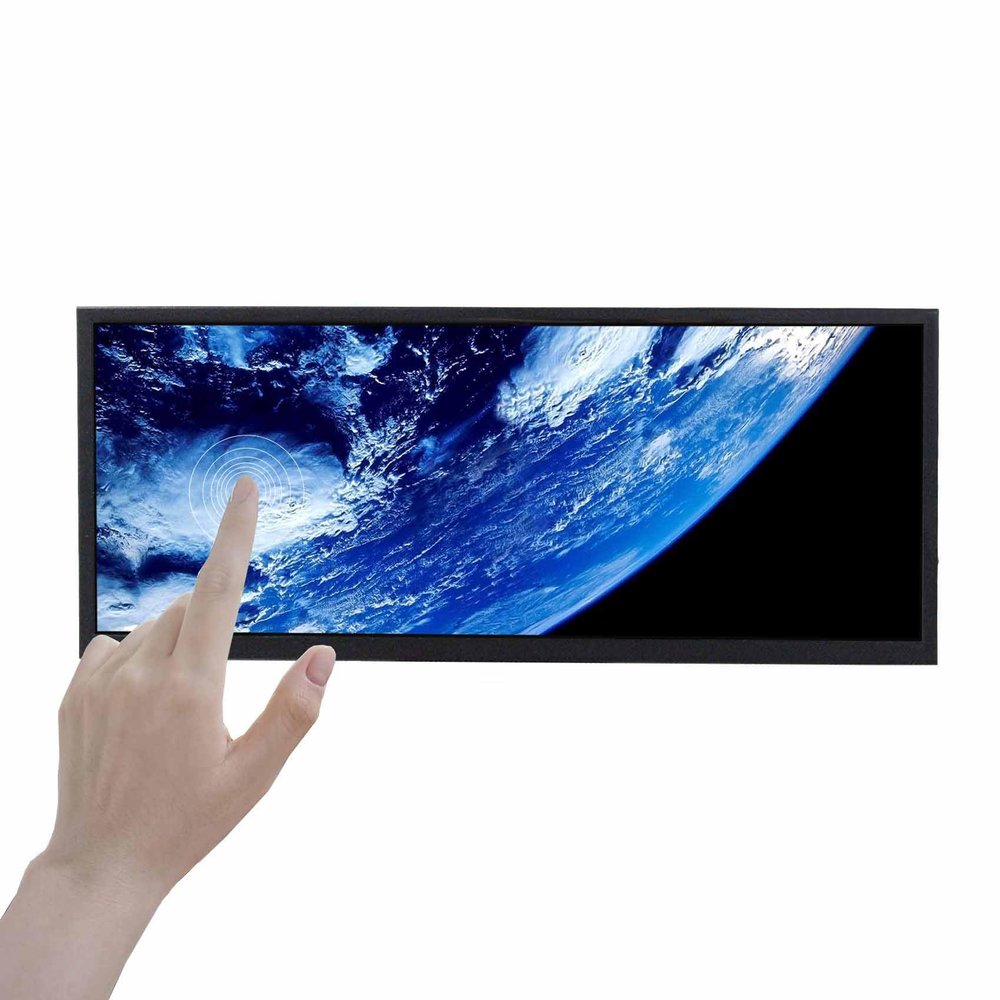 VSDISPLAY 12.3 Inch Touchscreen Monitor 1920x720 IPS Stretched Bar LCD with Dual Speakers for PC Computer Laptop Secondary Display Monitoring