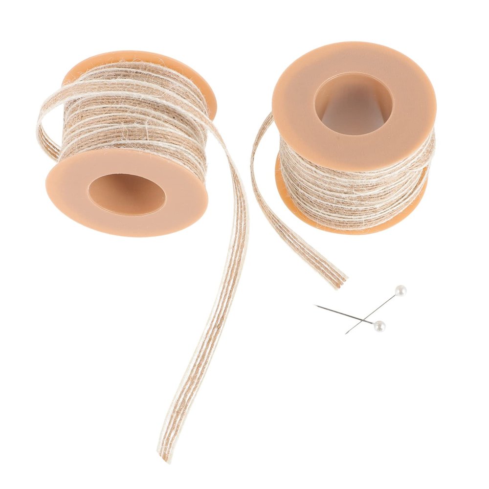 WHAMVOX DIY Rope Ribbons Natural Jute Twine 2 Rolls Decorative Twine Set Rope for Crafts Wide Ribbon