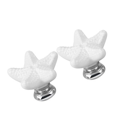 Homoyoyo 2pcs Star Shaped Ceramic Drawer Knobs Creative White Handles for Cabinet Furniture Kitchen Bathroom Office and More Unique Texture and Design