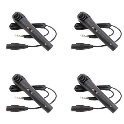 BudgetBundles US 2-4 Pack Unidirectional Dynamic Microphone 5ft Cord for Compatible Karaoke (4 Pack)