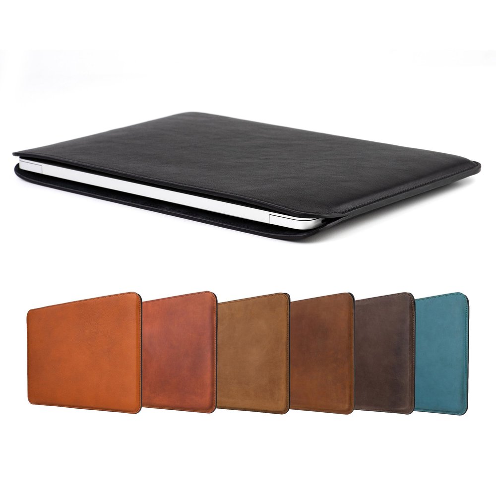 Hidemont Personalized Leather Laptop Sleeve Case - Compatible with MacBook Air 13 inch M1/M2, MacBook Pro 14",15" and 16" 2020-2023 (Carbon, MacBook Pro 14" 2021)